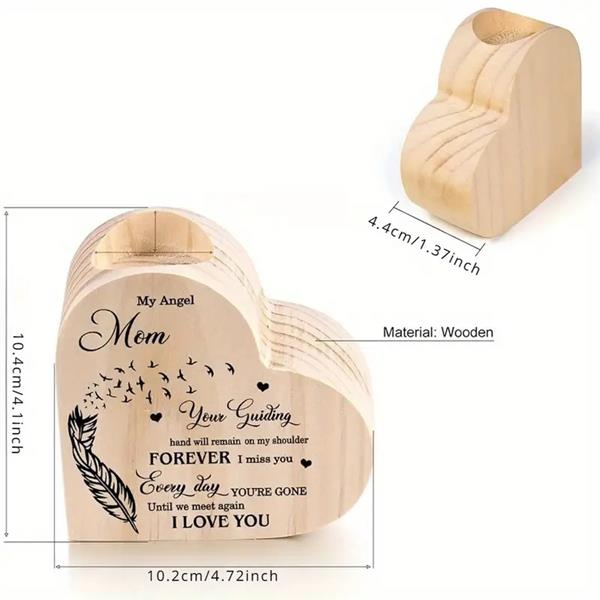 Grote foto houten hart voor waxine of kleine ledkaarsen my angel mom gift geschenk cadeau herinnering verzamelen overige verzamelingen