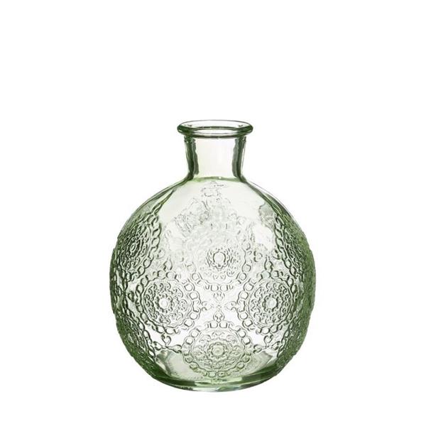 Grote foto gekleurd glazen flesje bologna vaasje kandelaar soft green stuk bologna bottle 12 cm hoog 9.5cm verzamelen overige verzamelingen
