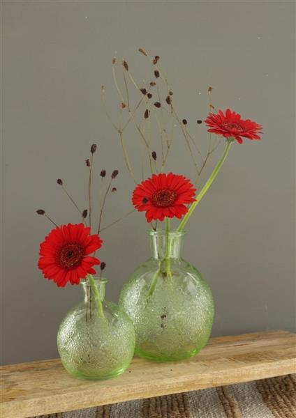 Grote foto gekleurd glazen flesje bologna vaasje kandelaar soft green stuk bologna bottle 12 cm hoog 9.5cm verzamelen overige verzamelingen
