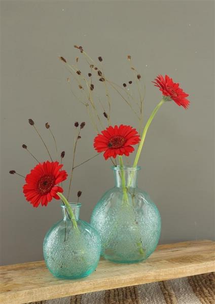 Grote foto gekleurd glazen flesje bologna vaasje kandelaar soft blue stuk bologna bottle 12 cm hoog 9.5cm verzamelen overige verzamelingen