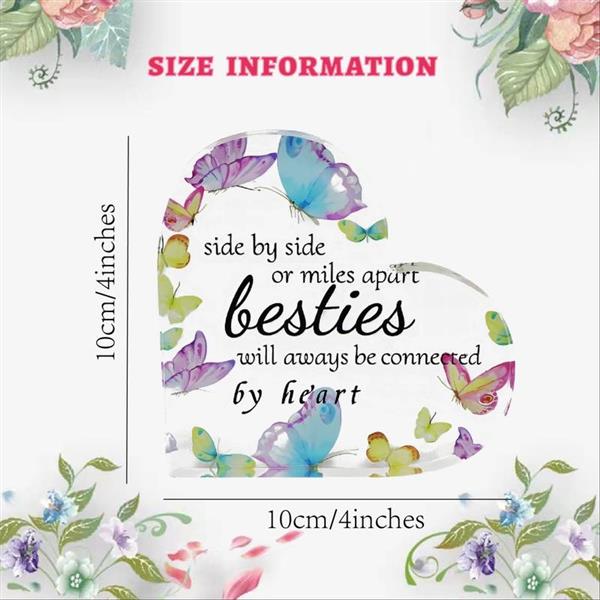 Grote foto hart van epoxy met vlinders side by side or miles apart besties 10 1 cm gift geschenk cadeau her verzamelen overige verzamelingen