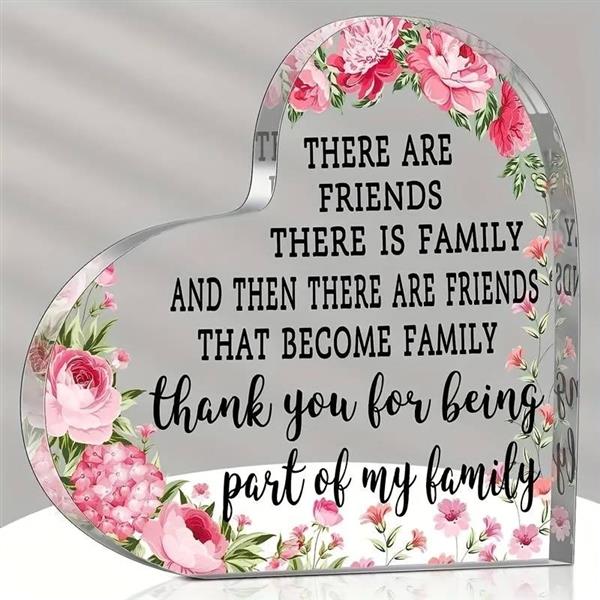 Grote foto hart van epoxy met bloemen there are friends there is family 10 1 cm gift geschenk cadeau herinn verzamelen overige verzamelingen