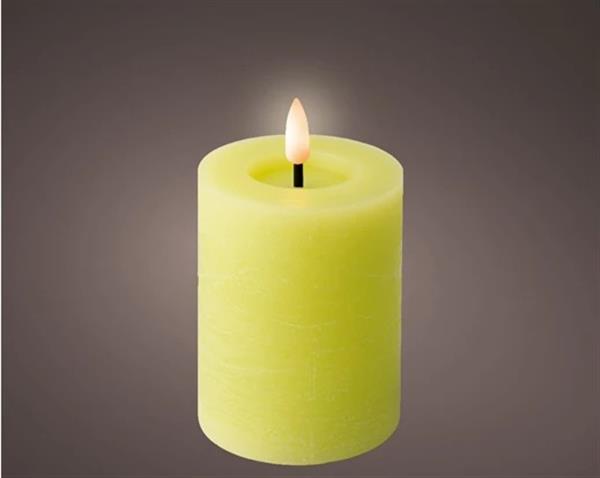 Grote foto actie lumineo led kaars wax steady kan binnen met timer groen warm wit dia7cm h 11.5cm st ledcan verzamelen overige verzamelingen
