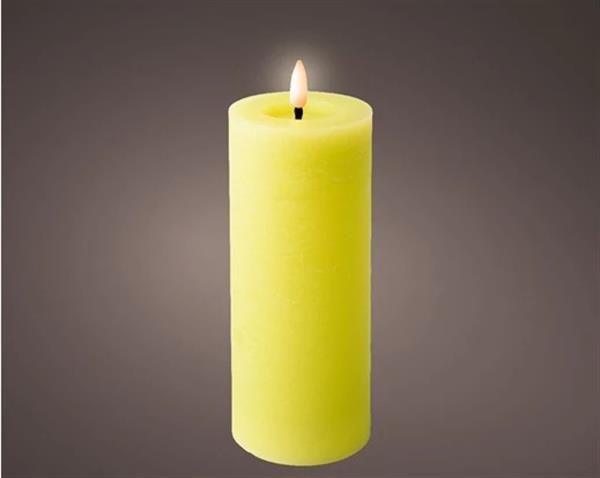 Grote foto actie lumineo led kaars wax steady kan binnen met timer groen warm wit dia 7cm h 19.4cm st ledca verzamelen overige verzamelingen