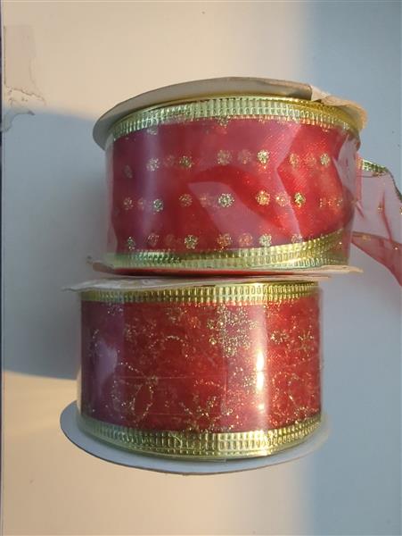 Grote foto kerstlint rood goudprint draad 60mm br rol 10 yard 9m kerstlint verzamelen overige verzamelingen