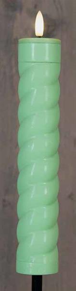 Grote foto ledfakkel solar anna collection led kaars met timer pastelgroen mintgroen swirl 21x4 cm op 76 c verzamelen overige verzamelingen