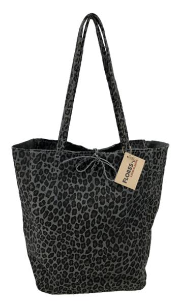Grote foto luipaard grijs vera pelle wild leren shopper sieraden tassen en uiterlijk schoudertassen