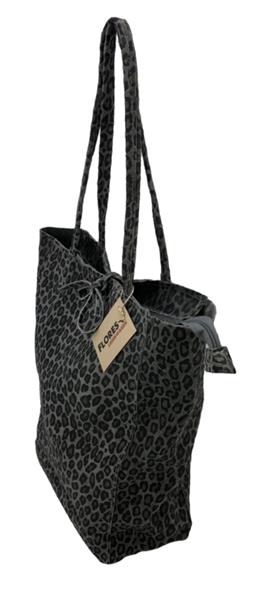 Grote foto luipaard grijs vera pelle wild leren shopper sieraden tassen en uiterlijk schoudertassen