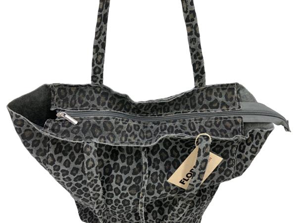 Grote foto luipaard grijs vera pelle wild leren shopper sieraden tassen en uiterlijk schoudertassen