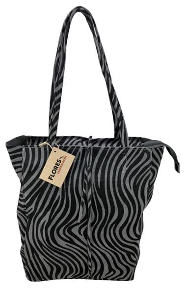 Grote foto zebra grijs vera pelle wild leren shopper sieraden tassen en uiterlijk schoudertassen