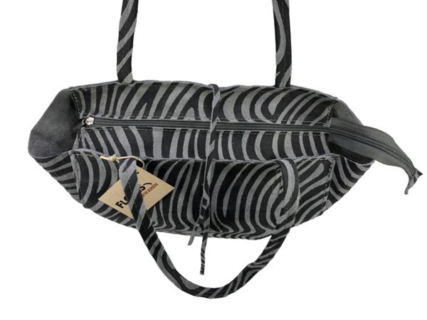 Grote foto zebra grijs vera pelle wild leren shopper sieraden tassen en uiterlijk schoudertassen