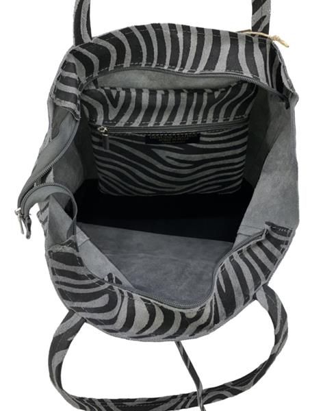Grote foto zebra grijs vera pelle wild leren shopper sieraden tassen en uiterlijk schoudertassen