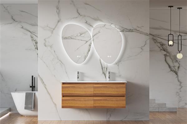 Grote foto hangend wastafelmeubel eiken kleur120cm met wasbak doe het zelf en verbouw sanitair
