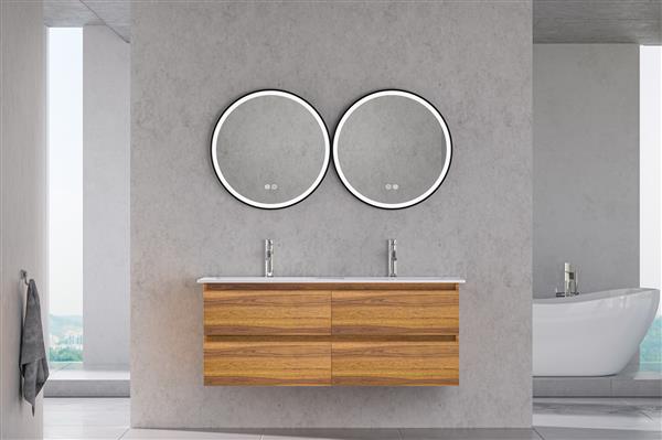 Grote foto hangend wastafelmeubel eiken kleur120cm met wasbak doe het zelf en verbouw sanitair