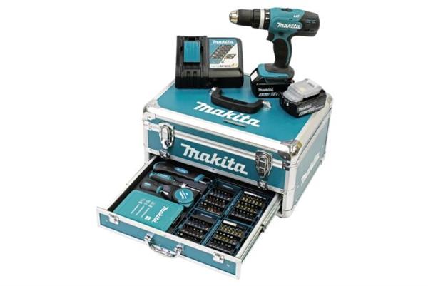 Grote foto makita klopboor schroemachine 18v 3.0ah li on incl 2 accu en 96 delige accessoires dhp453rfx2 doe het zelf en verbouw gereedschappen en machines