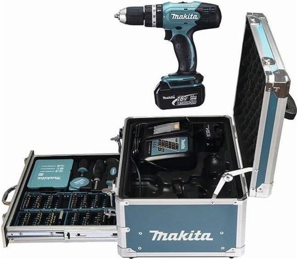 Grote foto makita klopboor schroemachine 18v 3.0ah li on incl 2 accu en 96 delige accessoires dhp453rfx2 doe het zelf en verbouw gereedschappen en machines