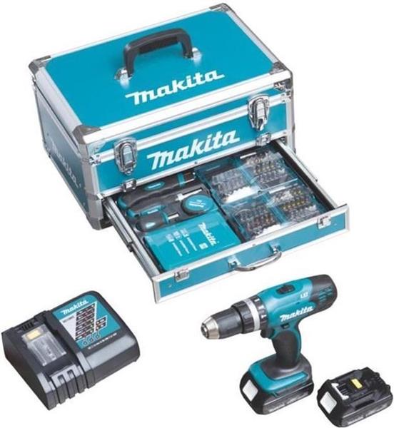Grote foto makita klopboor schroemachine 18v 3.0ah li on incl 2 accu en 96 delige accessoires dhp453rfx2 doe het zelf en verbouw gereedschappen en machines