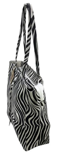 Grote foto zebra zwart wit vera pelle wild leren shopper sieraden tassen en uiterlijk schoudertassen