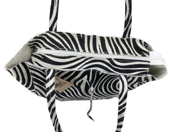 Grote foto zebra zwart wit vera pelle wild leren shopper sieraden tassen en uiterlijk schoudertassen