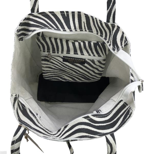 Grote foto zebra zwart wit vera pelle wild leren shopper sieraden tassen en uiterlijk schoudertassen