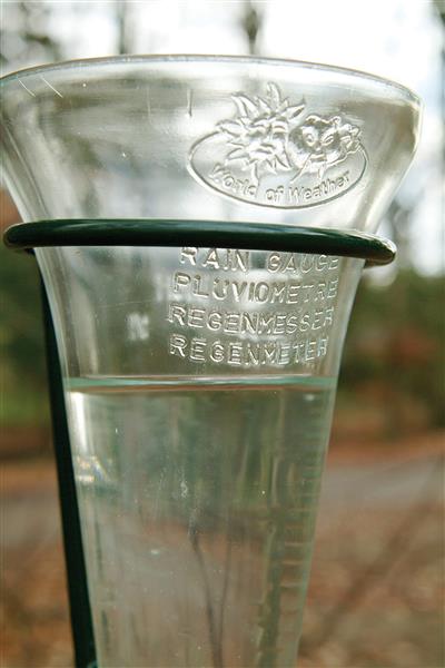 Grote foto regenmeter met groene houder metaal th6 tuin en terras tuindecoratie