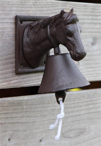 Grote foto deurbel paard paardenhoofd gietijzer db31 tuin en terras tuindecoratie