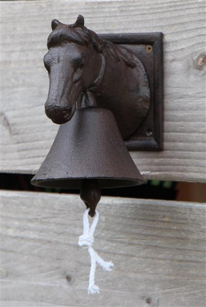 Grote foto deurbel paard paardenhoofd gietijzer db31 tuin en terras tuindecoratie