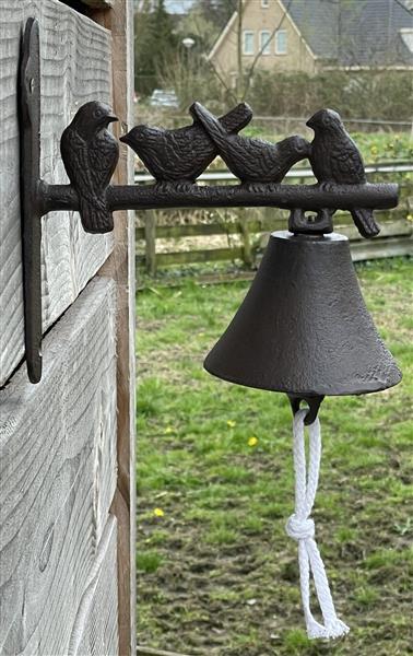 Grote foto deurbel vogels gietijzer db22 tuin en terras tuindecoratie