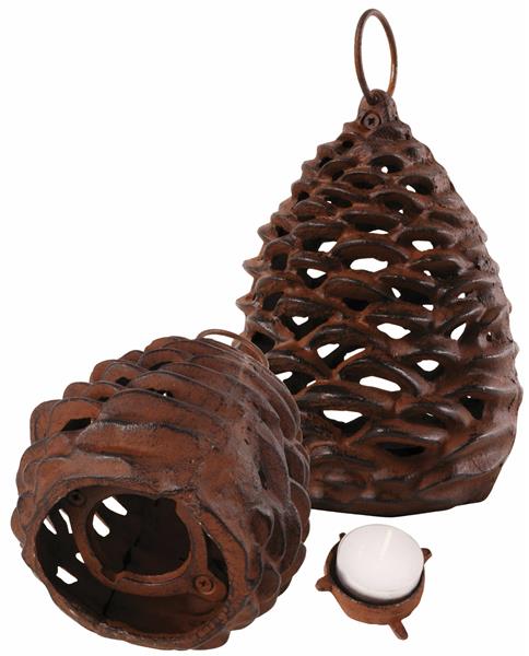 Grote foto lantaarn dennenappel klein gietijzer xm57 tuin en terras verlichting