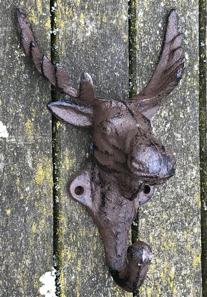Grote foto kapstokhaak eland met gewei gietijzer kh420 huis en inrichting woningdecoratie