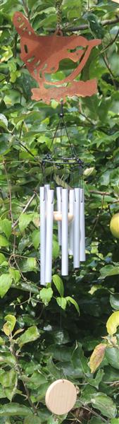 Grote foto windgong windorgel winterkoning roestig metaal wv17c tuin en terras tuindecoratie