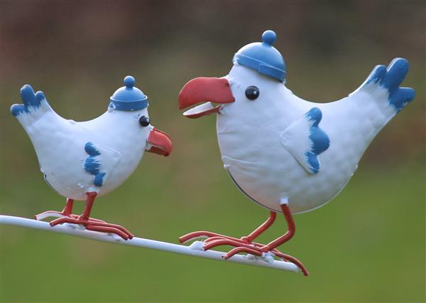 Grote foto windspel met 2 vogels blauw wit ws446 verzamelen overige verzamelingen