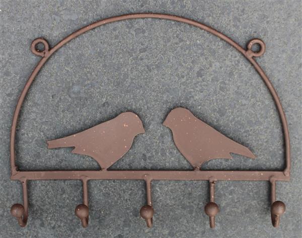 Grote foto kapstokhaak vogels met 5 haken bruin metaal kh1656 huis en inrichting woningdecoratie
