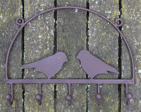 Grote foto kapstokhaak vogels met 5 haken bruin metaal kh1656 huis en inrichting woningdecoratie