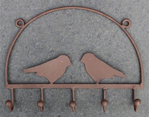 Grote foto kapstokhaak vogels met 5 haken bruin metaal kh1656 huis en inrichting woningdecoratie