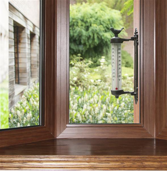 Grote foto kozijnthermometer met vogel raamthermometer br20 tuin en terras tuindecoratie