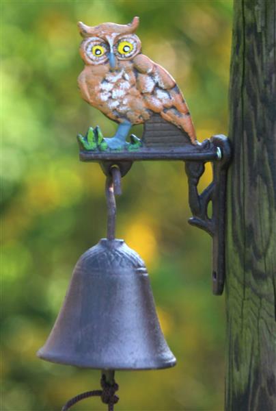 Grote foto deurbel uil gietijzer gekleurd db185 tuin en terras tuindecoratie