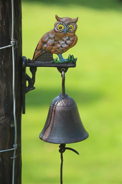 Grote foto deurbel uil gietijzer gekleurd db185 tuin en terras tuindecoratie