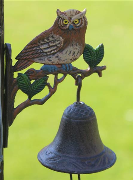 Grote foto deurbel uil gietijzer gekleurd db186 tuin en terras tuindecoratie