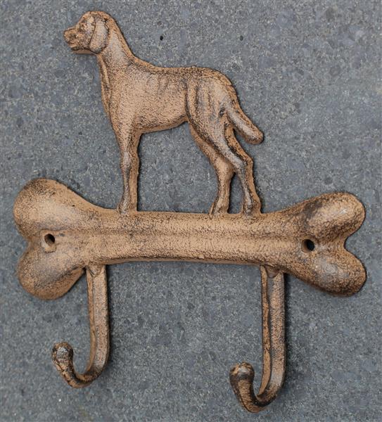 Grote foto kapstokhaak hond met kluif 2 haken gietijzer kh798 huis en inrichting woningdecoratie