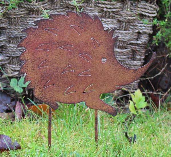 Grote foto tuinsteker egel stekelvarken roestkleurig metaal s se230 tuin en terras tuindecoratie