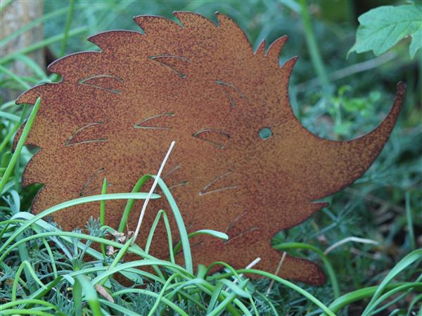 Grote foto tuinsteker egel stekelvarken roestkleurig metaal m se233 tuin en terras tuindecoratie
