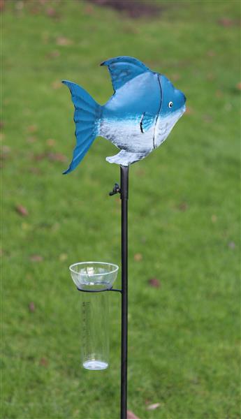 Grote foto regenmeter vis blauw grijs metaal rm130b verzamelen overige verzamelingen