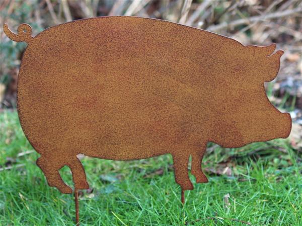 Grote foto tuinsteker varken big roestkleurig metaal sv330 tuin en terras tuindecoratie