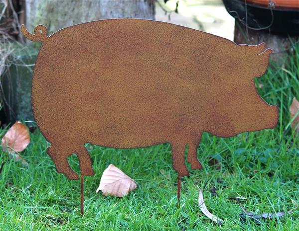 Grote foto tuinsteker varken big roestkleurig metaal sv330 tuin en terras tuindecoratie