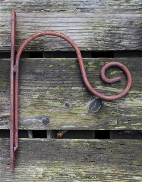 Grote foto wandhaak sierlijk roestig metaal ijzer wg220 tuin en terras tuindecoratie