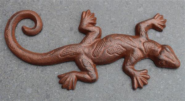 Grote foto salamander gekko 23 cm. gietijzer sg312 tuin en terras tuindecoratie