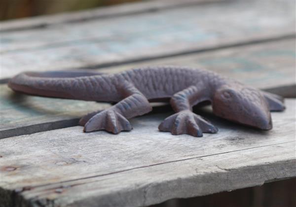 Grote foto salamander gekko 16 cm. gietijzer tt03 tuin en terras tuindecoratie