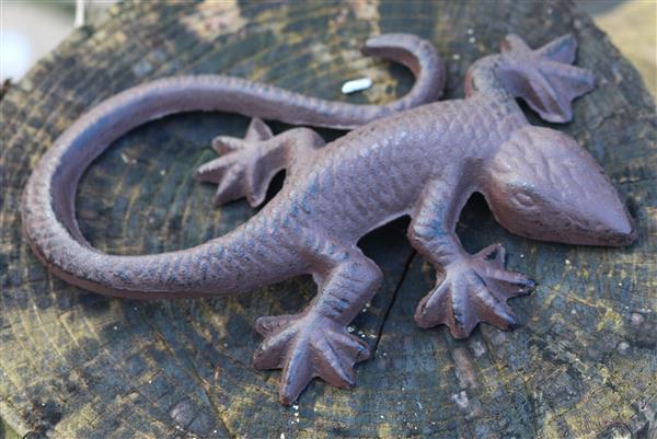 Grote foto salamander gekko 16 cm. gietijzer tt03 tuin en terras tuindecoratie