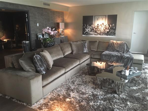 Grote foto velours hoekbank op maat 275cmx200cm huis en inrichting bankstellen